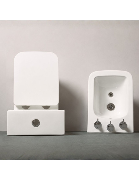 Combo Inodoro Largo Mochila Y Bidet Triple agujero Vero